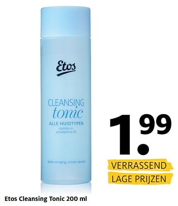 Aanbiedingen Etos cleansing tonic - Huismerk - Etos - Geldig van 21/08/2017 tot 27/08/2017 bij Etos