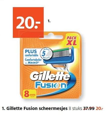 Aanbiedingen Gillette fusion scheermesjes - Gillette - Geldig van 21/08/2017 tot 27/08/2017 bij Etos