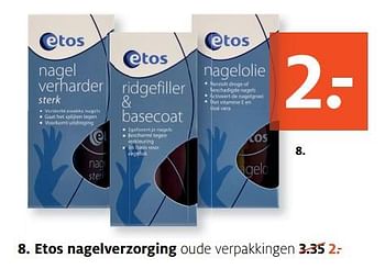 Aanbiedingen Etos nagelverzorging oude verpakkingen - Huismerk - Etos - Geldig van 21/08/2017 tot 27/08/2017 bij Etos