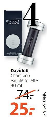 Aanbiedingen Davidoff champion eau de toilette - Davidoff - Geldig van 21/08/2017 tot 27/08/2017 bij Etos