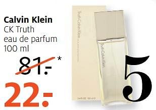 Aanbiedingen Calvin klein ck truth eau de parfum - Calvin Klein - Geldig van 21/08/2017 tot 27/08/2017 bij Etos