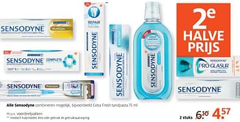 Aanbiedingen Extra fresh tandpasta - Sensodyne - Geldig van 21/08/2017 tot 27/08/2017 bij Etos