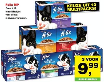 Aanbiedingen Felix mp doos à 12 maaltijdzakjes voor de kat in diverse varianten - Felix - Geldig van 21/08/2017 tot 03/09/2017 bij Jumper