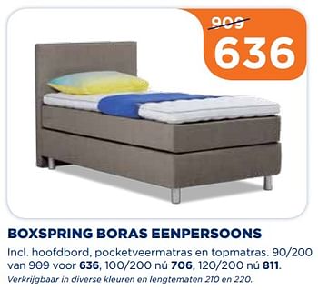 Aanbiedingen Boxspring boras eenpersoons - Huismerk - TotaalBed - Geldig van 21/08/2017 tot 03/09/2017 bij TotaalBed