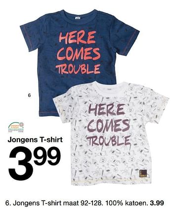 Aanbiedingen Jongens t-shirt - Huismerk - Zeeman  - Geldig van 19/08/2017 tot 26/08/2017 bij Zeeman