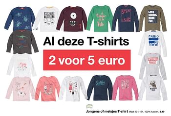 Aanbiedingen Jongens of meisjes t-shirt - Huismerk - Zeeman  - Geldig van 19/08/2017 tot 26/08/2017 bij Zeeman
