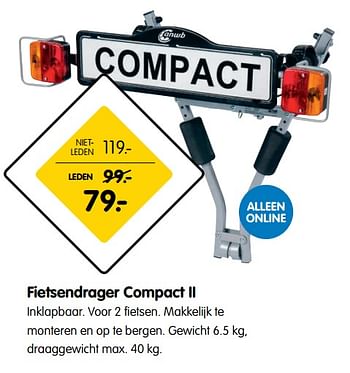 Aanbiedingen Fietsendrager compact ii - Huismerk - ANWB - Geldig van 21/08/2017 tot 03/09/2017 bij ANWB