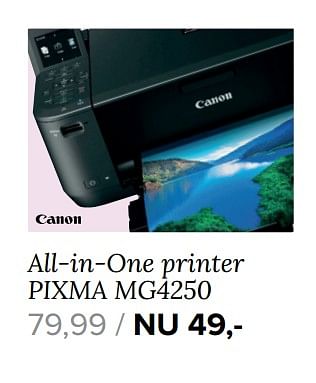 Aanbiedingen Canon all-in-one printer pixma mg4250 - Canon - Geldig van 21/08/2017 tot 03/09/2017 bij Kijkshop