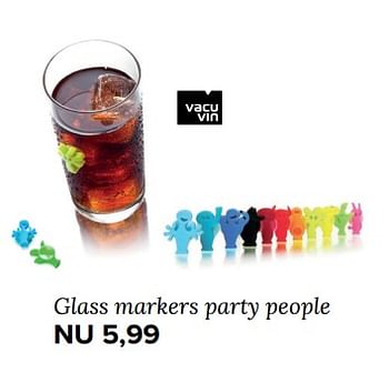 Aanbiedingen Glass markers party people - Vacuvin - Geldig van 21/08/2017 tot 03/09/2017 bij Kijkshop