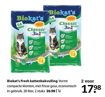 Aanbiedingen Biokat`s fresh kattenbakvulling - Bio kat`s - Geldig van 21/08/2017 tot 10/09/2017 bij Boerenbond