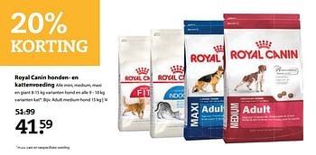 Aanbiedingen Royal canin honden- en kattenvoeding - Royal Canin - Geldig van 21/08/2017 tot 10/09/2017 bij Pets Place