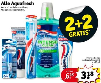Aanbiedingen Tandpasta freshmint - Aquafresh - Geldig van 22/08/2017 tot 27/08/2017 bij Kruidvat