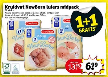 Aanbiedingen Kruidvat newborn luiers midpack - Huismerk - Kruidvat - Geldig van 22/08/2017 tot 27/08/2017 bij Kruidvat