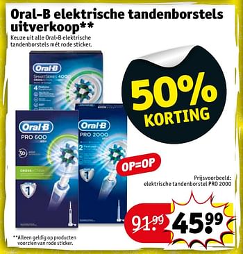 Aanbiedingen Elektrische tandenborstel pro 2000 - Oral-B - Geldig van 22/08/2017 tot 27/08/2017 bij Kruidvat