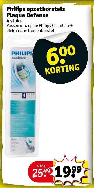 Aanbiedingen Philips opzetborstels plaque defense - Philips - Geldig van 22/08/2017 tot 27/08/2017 bij Kruidvat