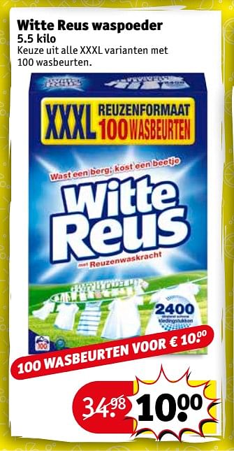 Aanbiedingen Witte reus waspoeder - Witte reus - Geldig van 22/08/2017 tot 27/08/2017 bij Kruidvat