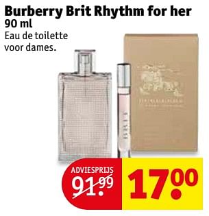 Aanbiedingen Burberry brit rhythm for her - Burberry - Geldig van 22/08/2017 tot 27/08/2017 bij Kruidvat