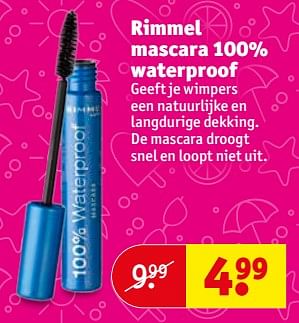 Aanbiedingen Rimmel mascara 100% waterproof - Rimmel - Geldig van 22/08/2017 tot 27/08/2017 bij Kruidvat