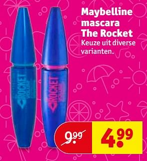 Aanbiedingen Maybelline mascara the rocket - Maybelline - Geldig van 22/08/2017 tot 27/08/2017 bij Kruidvat