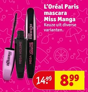 Aanbiedingen L`oréal paris mascara miss manga - L'Oreal Paris - Geldig van 22/08/2017 tot 27/08/2017 bij Kruidvat