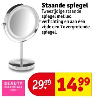 Aanbiedingen Staande spiegel - Beauty Essentials - Geldig van 22/08/2017 tot 27/08/2017 bij Kruidvat