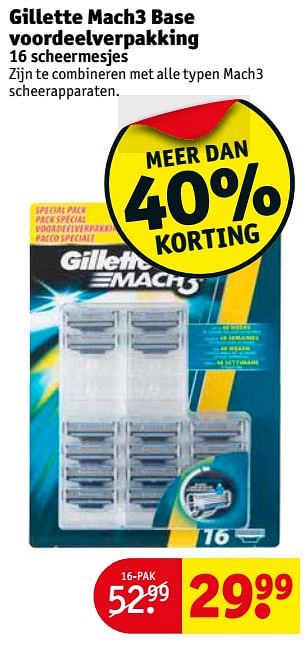 Aanbiedingen Gillette mach3 base voordeelverpakking - Gillette - Geldig van 22/08/2017 tot 27/08/2017 bij Kruidvat
