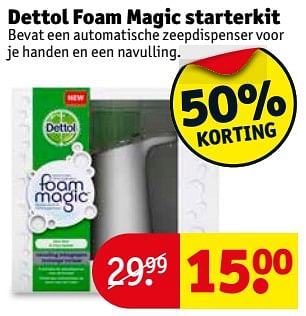 Aanbiedingen Dettol foam magic starterkit - Dettol - Geldig van 22/08/2017 tot 27/08/2017 bij Kruidvat