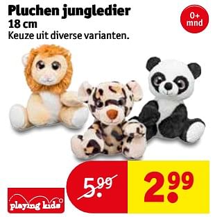 Aanbiedingen Pluchen jungledier - Playing Kids - Geldig van 22/08/2017 tot 27/08/2017 bij Kruidvat