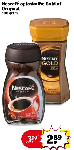 Aanbiedingen Nescafé oploskoffie gold of original - Nescafe - Geldig van 22/08/2017 tot 27/08/2017 bij Kruidvat