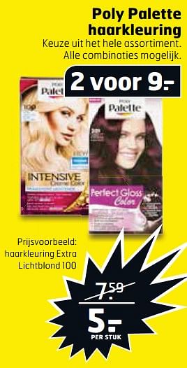 Aanbiedingen Haarkleuring extra lichtblond 100 - Poly palette - Geldig van 22/08/2017 tot 03/09/2017 bij Trekpleister