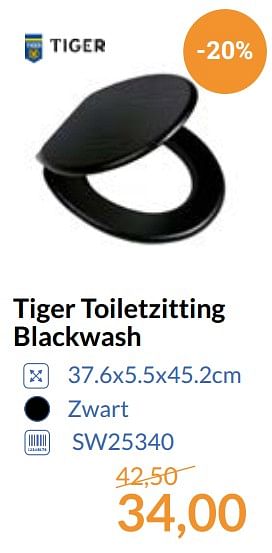 Aanbiedingen Tiger toiletzitting blackwash - Tiger - Geldig van 01/09/2017 tot 30/09/2017 bij Sanitairwinkel