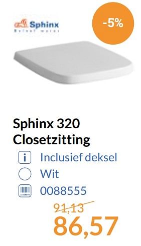 Aanbiedingen Sphinx 320 closetzitting - Sphinx - Geldig van 01/09/2017 tot 30/09/2017 bij Sanitairwinkel