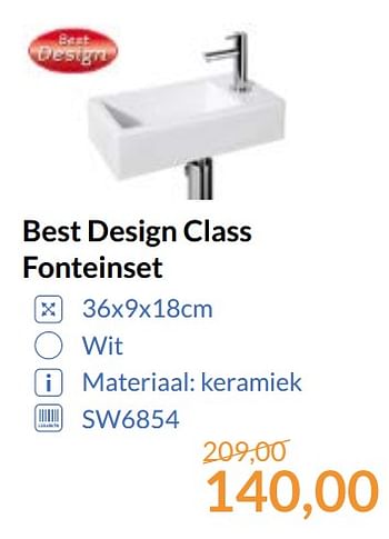 Aanbiedingen Best design class fonteinset - Best Design - Geldig van 01/09/2017 tot 30/09/2017 bij Sanitairwinkel