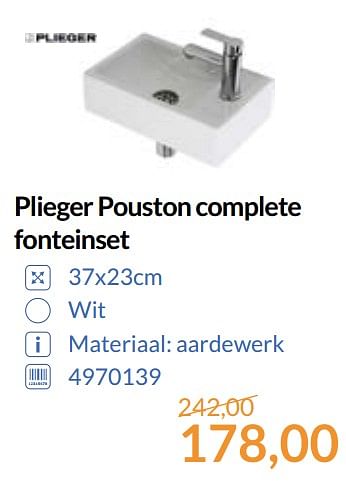Aanbiedingen Plieger pouston complete fonteinset - Plieger - Geldig van 01/09/2017 tot 30/09/2017 bij Sanitairwinkel