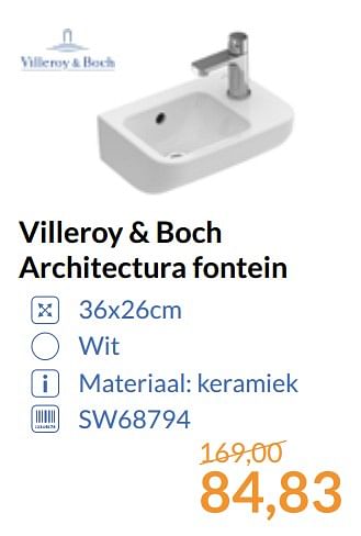 Aanbiedingen Villeroy + boch architectura fontein - Villeroy &amp; boch - Geldig van 01/09/2017 tot 30/09/2017 bij Sanitairwinkel