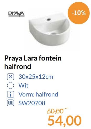 Aanbiedingen Praya lara fontein halfrond - Praya - Geldig van 01/09/2017 tot 30/09/2017 bij Sanitairwinkel