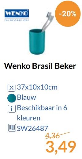 Aanbiedingen Wenko brasil beker - Wenko - Geldig van 01/09/2017 tot 30/09/2017 bij Sanitairwinkel