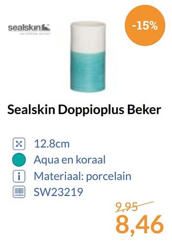 Aanbiedingen Sealskin doppioplus beker - Sealskin - Geldig van 01/09/2017 tot 30/09/2017 bij Sanitairwinkel