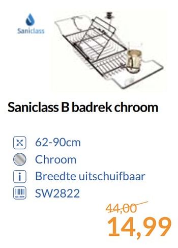 Aanbiedingen Saniclass b badrek chroom - Saniclass - Geldig van 01/09/2017 tot 30/09/2017 bij Sanitairwinkel