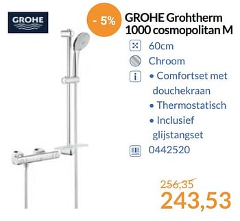 Aanbiedingen Grohe grohtherm 1000 cosmopolitan m - Grohe - Geldig van 01/09/2017 tot 30/09/2017 bij Sanitairwinkel