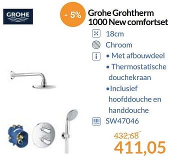 Aanbiedingen Grohe grohtherm 1000 new comfortset - Grohe - Geldig van 01/09/2017 tot 30/09/2017 bij Sanitairwinkel