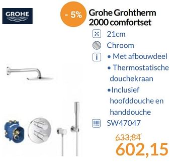 Aanbiedingen Grohe grohtherm 2000 comfortset - Grohe - Geldig van 01/09/2017 tot 30/09/2017 bij Sanitairwinkel
