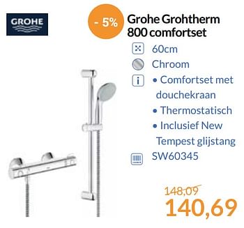 Aanbiedingen Grohe grohtherm 800 comfortset - Grohe - Geldig van 01/09/2017 tot 30/09/2017 bij Sanitairwinkel