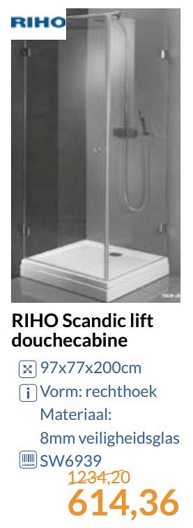 Aanbiedingen Riho scandic lift douchecabine - Riho - Geldig van 01/09/2017 tot 30/09/2017 bij Sanitairwinkel