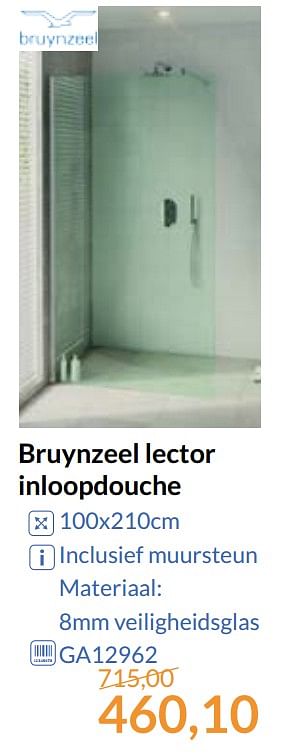 Aanbiedingen Bruynzeel lector inloopdouche - Bruynzeel - Geldig van 01/09/2017 tot 30/09/2017 bij Sanitairwinkel