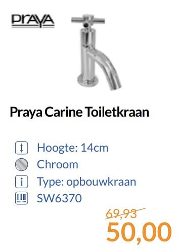 Aanbiedingen Praya carine toiletkraan - Praya - Geldig van 01/09/2017 tot 30/09/2017 bij Sanitairwinkel
