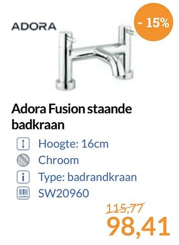 Aanbiedingen Adora fusion staande badkraan - Adora - Geldig van 01/09/2017 tot 30/09/2017 bij Sanitairwinkel