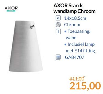 Aanbiedingen Axor starck wandlamp chroom - Axor - Geldig van 01/09/2017 tot 30/09/2017 bij Sanitairwinkel