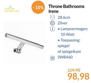 Aanbiedingen Throne bathrooms irene - Throne Bathrooms - Geldig van 01/09/2017 tot 30/09/2017 bij Sanitairwinkel