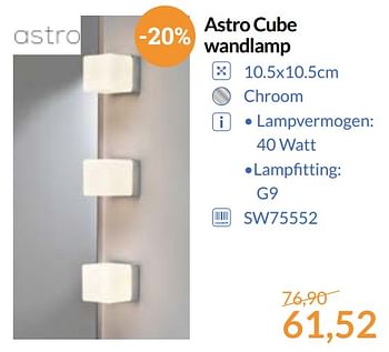 Aanbiedingen Astro cube wandlamp - Astro - Geldig van 01/09/2017 tot 30/09/2017 bij Sanitairwinkel